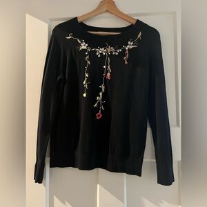 Embroidered Black Sweater